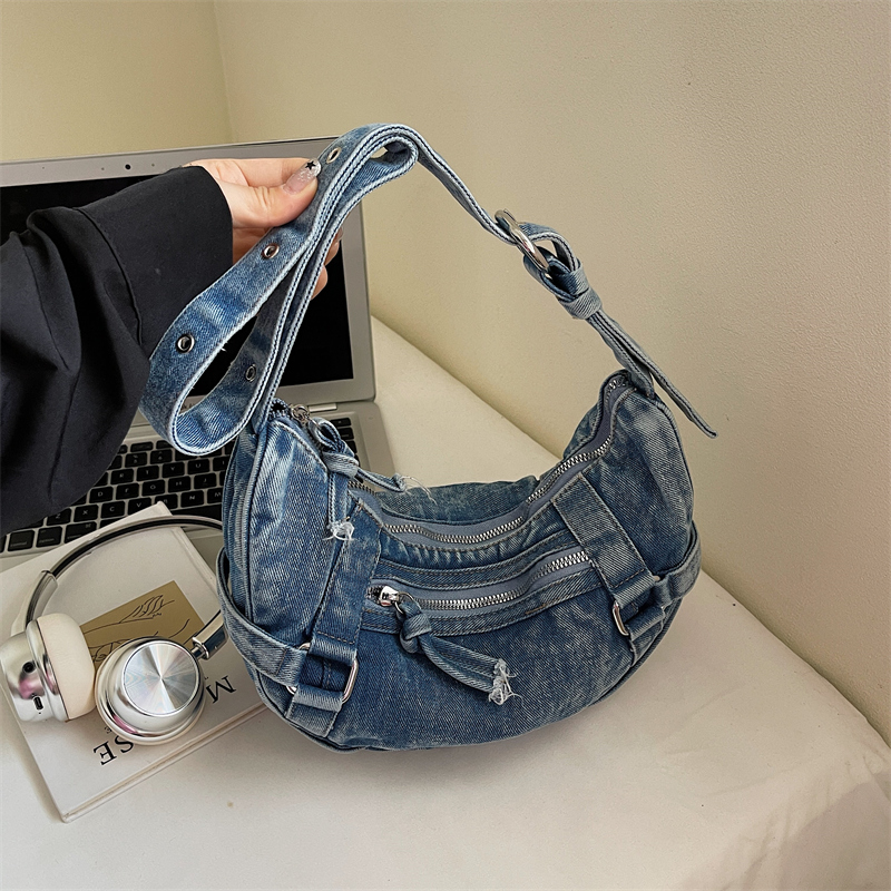 Luxury Bags Denim - 트렌디 한 여성 데님 숄더 백