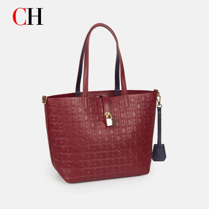 Tote Bag Leather Monogram - CH 엠보싱 모노그램 토트백 여성용 대용량