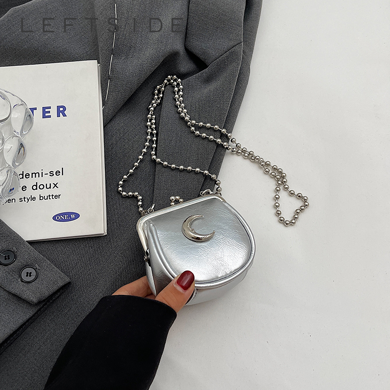 Luxury Y2K Bags - 실버 여성용 미니 귀여운 크로스바디 백,