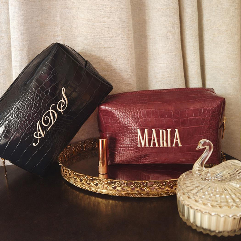 Luxury Bags Vegan - 자수 크록 메이크업 가방, 맞춤형 비건