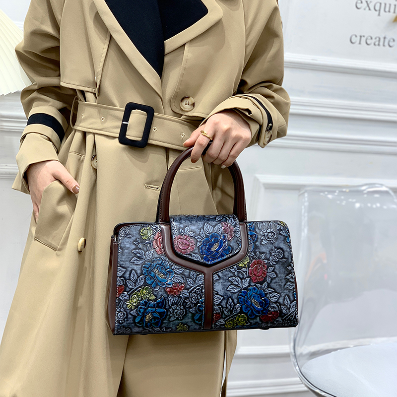 빈티지 플로럴 엠보싱 보스턴백 여성 명품 3D 플라워  - Luxury Bags Vegan 리뷰 및 가격