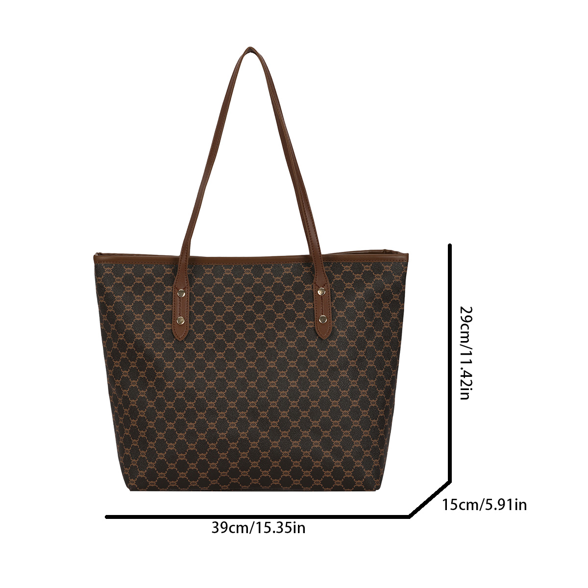 럭셔리 빈티지 여성 숄더백 모노그램 프린트 리벳 PU  - Tote Bag Leather Monogram 리뷰 및 가격