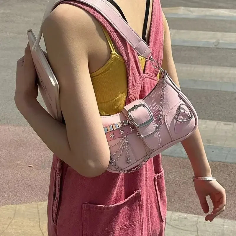 럭셔리 Y2K PU 가죽 소녀 숄더백 빈티지 체인 여성 - Luxury Y2K Bags 리뷰 및 가격