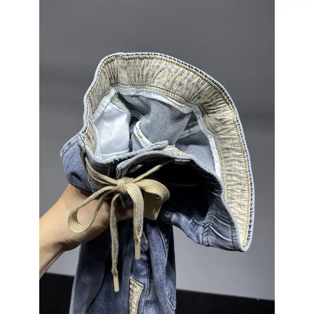남성용 신축성 드로스트링 카고 워싱 의류, 테이퍼 배기 - Luxury Bags Denim 리뷰 및 가격