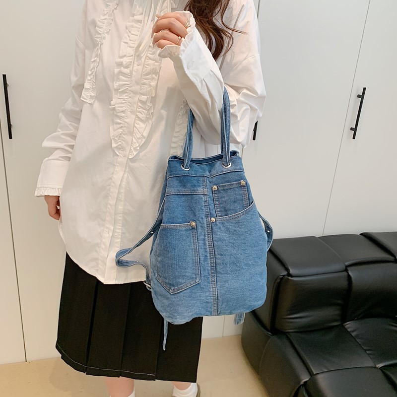 데님 여성 백팩 십대 소녀를위한 캐주얼 학교 배낭 럭셔 - Luxury Bags Denim 리뷰 및 가격