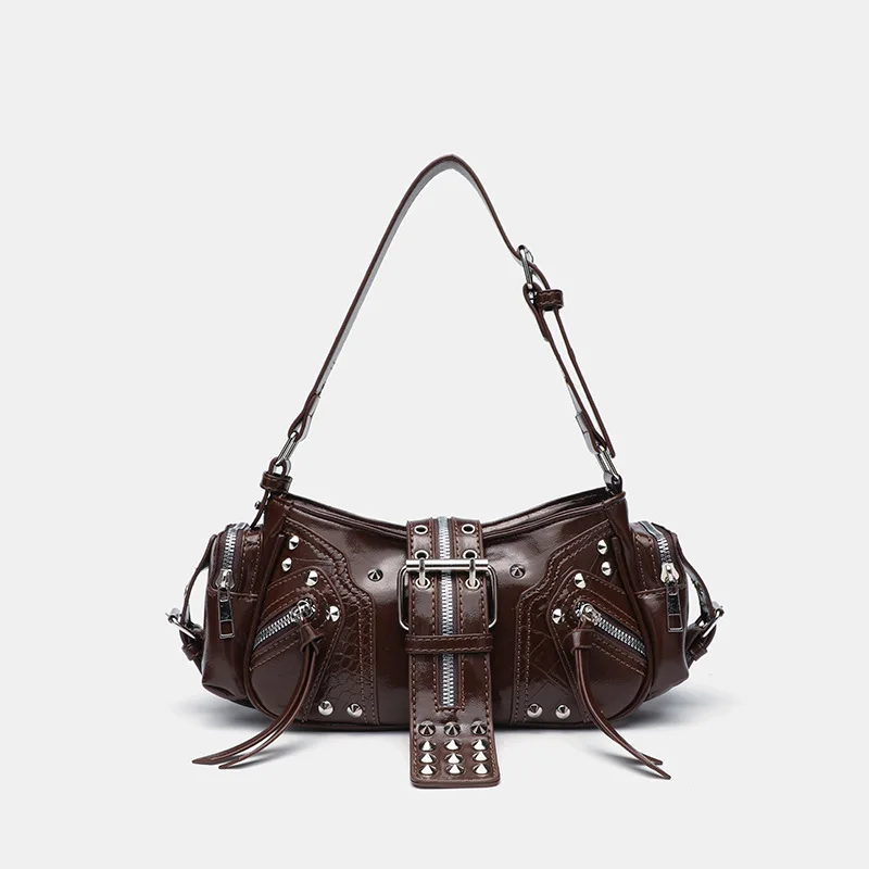 고딕 리벳 핸드백 웨이스트 백 럭셔리 블랙 크로스 바디 - Luxury Y2K Bags 리뷰 및 가격