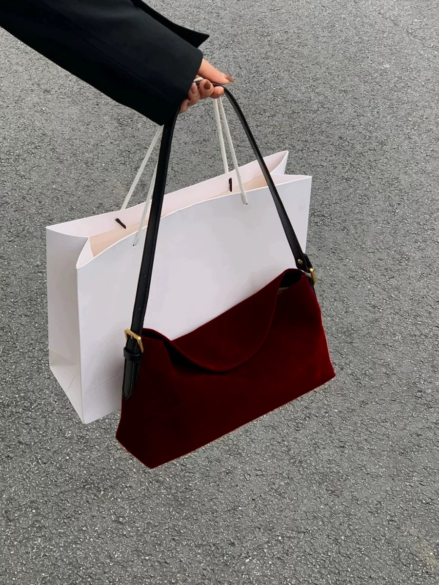 여성을위한 패션 레드 스웨이드 원 숄더 백 라이트 럭셔 - Luxury Bags Sale 리뷰 및 가격